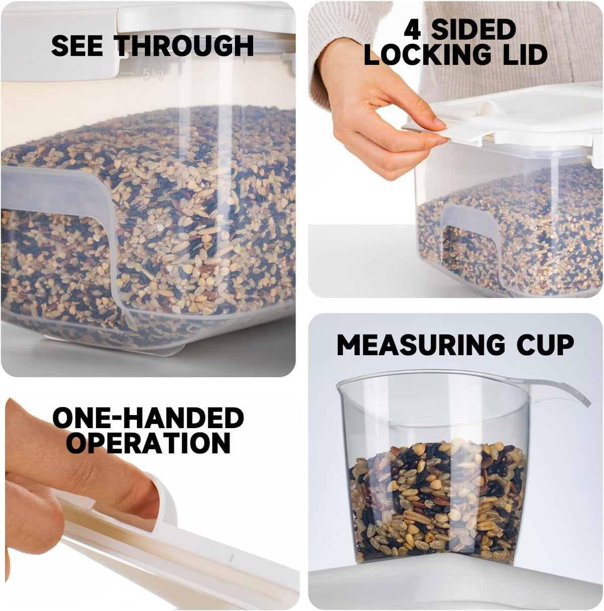 10 lb Airtight Flour Storage Container, BPA-Free, White