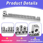 4Set Aluminum Ground Bar Kit with 21 Terminal Positions