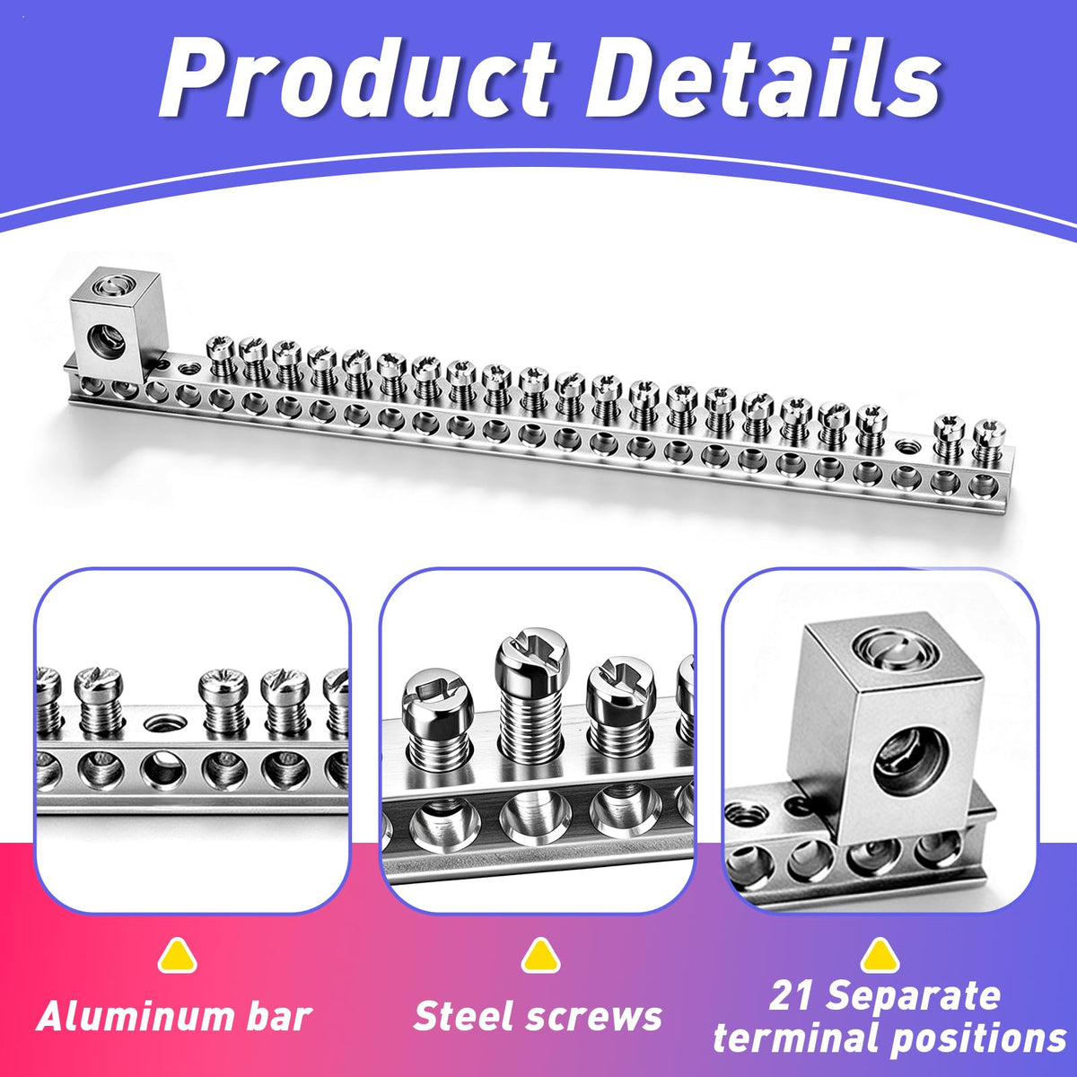 4Set Aluminum Ground Bar Kit with 21 Terminal Positions
