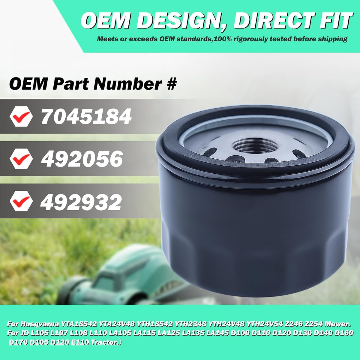 Adefol Air Filter Oil Filter Tune Up Kit for Husqvarna YTH22V46 YTH2348 YTH24V48 Z246 YTH18542 Z254 YTA24V48 YTA18542 YTH24V54 YTA22V46 Mower w/ 17.5hp 19.5hp 20hp 21hp Engine