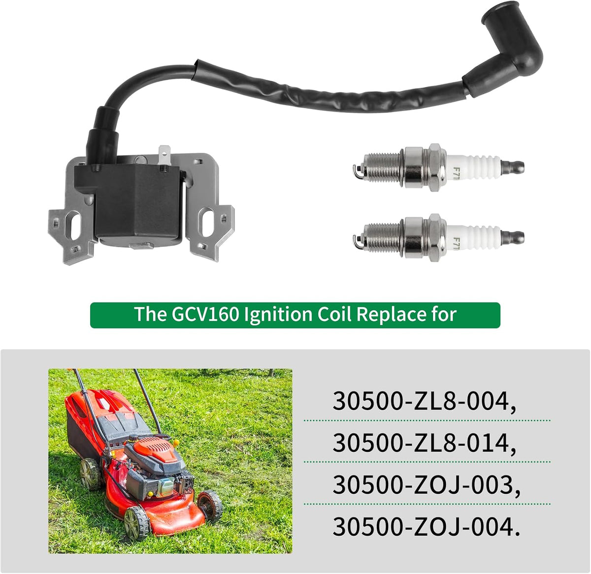 GCV160 Ignition Coil with Spark Plug Compatible with Honda Lawn Mower, GCV135 Ignition Module Compatible with Honda