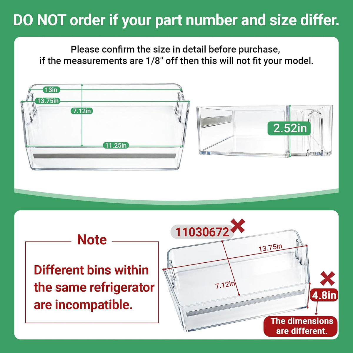 11030671 Door Shelf Bin Compatible with bosch Refrigerator