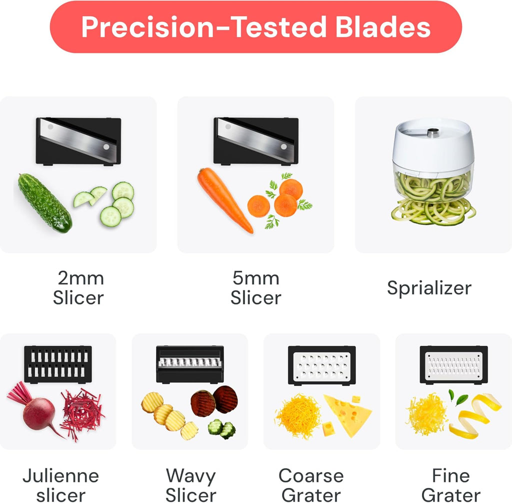 Mandoline Slicer for Kitchen, Fruit Cutter, Cheese Grater, Cucumber Slicer, Julienne Peeler, Food Cutter & Kitchen