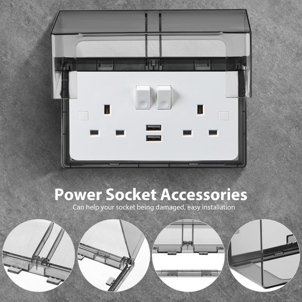 2 Gang Flip Weatherproof Outlet Cover, Wall Switch Socket Face Plate Panel Box, Adhesive Outdoor Plug Cover