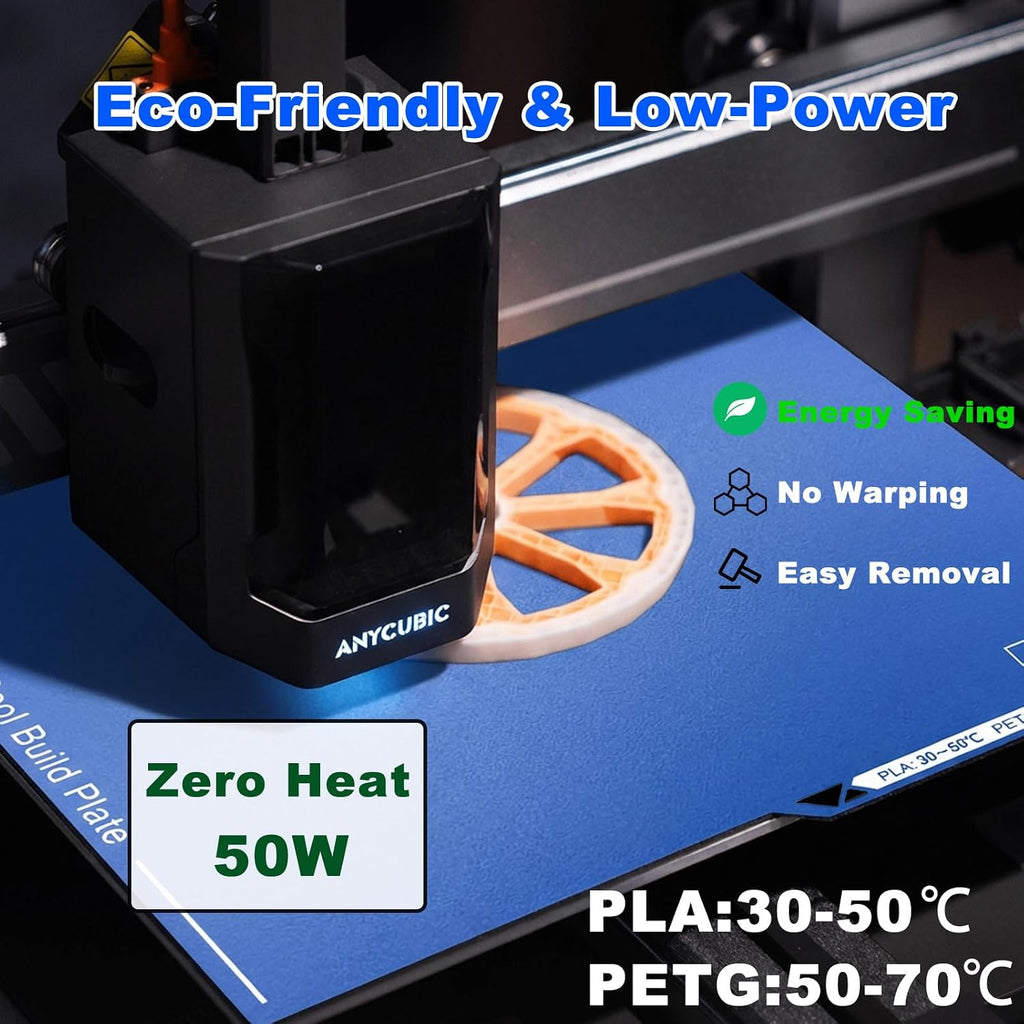 256x268mm Cold PEI Build Plate for Anycubic Kobra 3 V2/3/Combo/ACE Pro, Low Temperature Printing Bed, Flexible