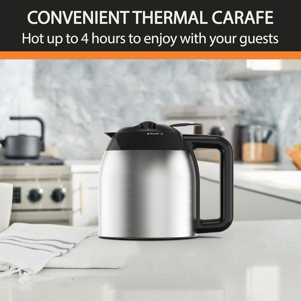 12-Cup Programmable Thermal Carafe Coffee Maker with 3 Strengths | 24-hour programmable, 3 brew strengths