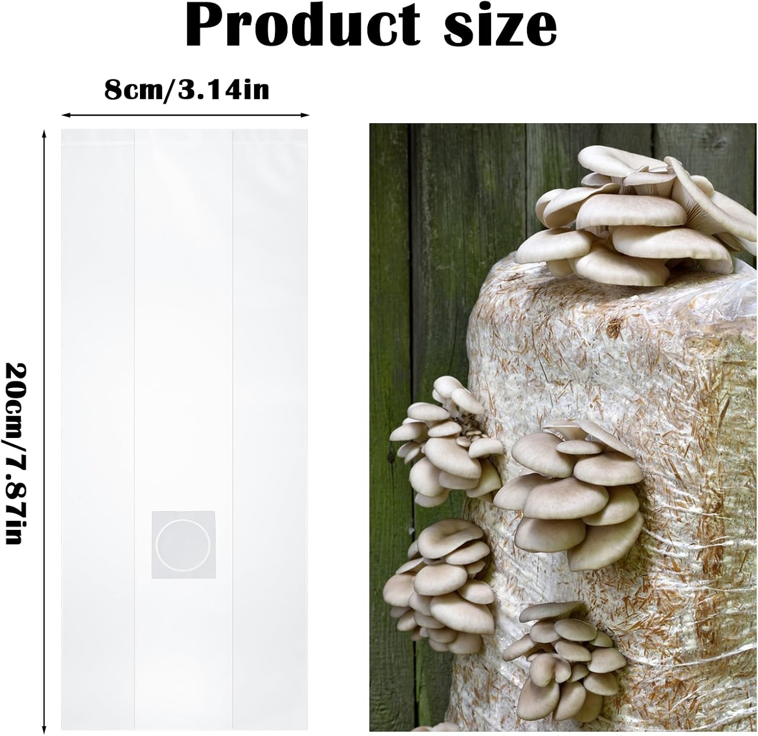 50-Pack Autoclavable Mushroom Growing Bag Bulk with Microporous Filter Patchs - Large 8"x5"x20" Extra 6 Mil Thick|