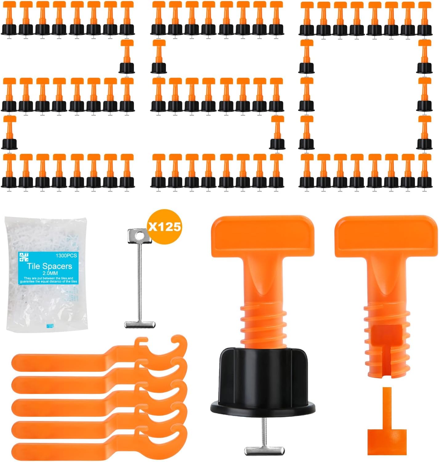 Tile Leveling System Kit with 250Pcs Tile Leveler 1.5mm