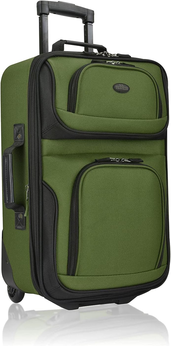 Rio Lightweight Softside Rolling Carry-on Suitcase, 2-Wheel Single, Green