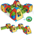 8 in 1 Pop Up Kids Play Tent with 4 Tunnel, Indoor/Outdoor Playhouse | Baby Tunnel, Tunnel Toys for Toddlers 1-3