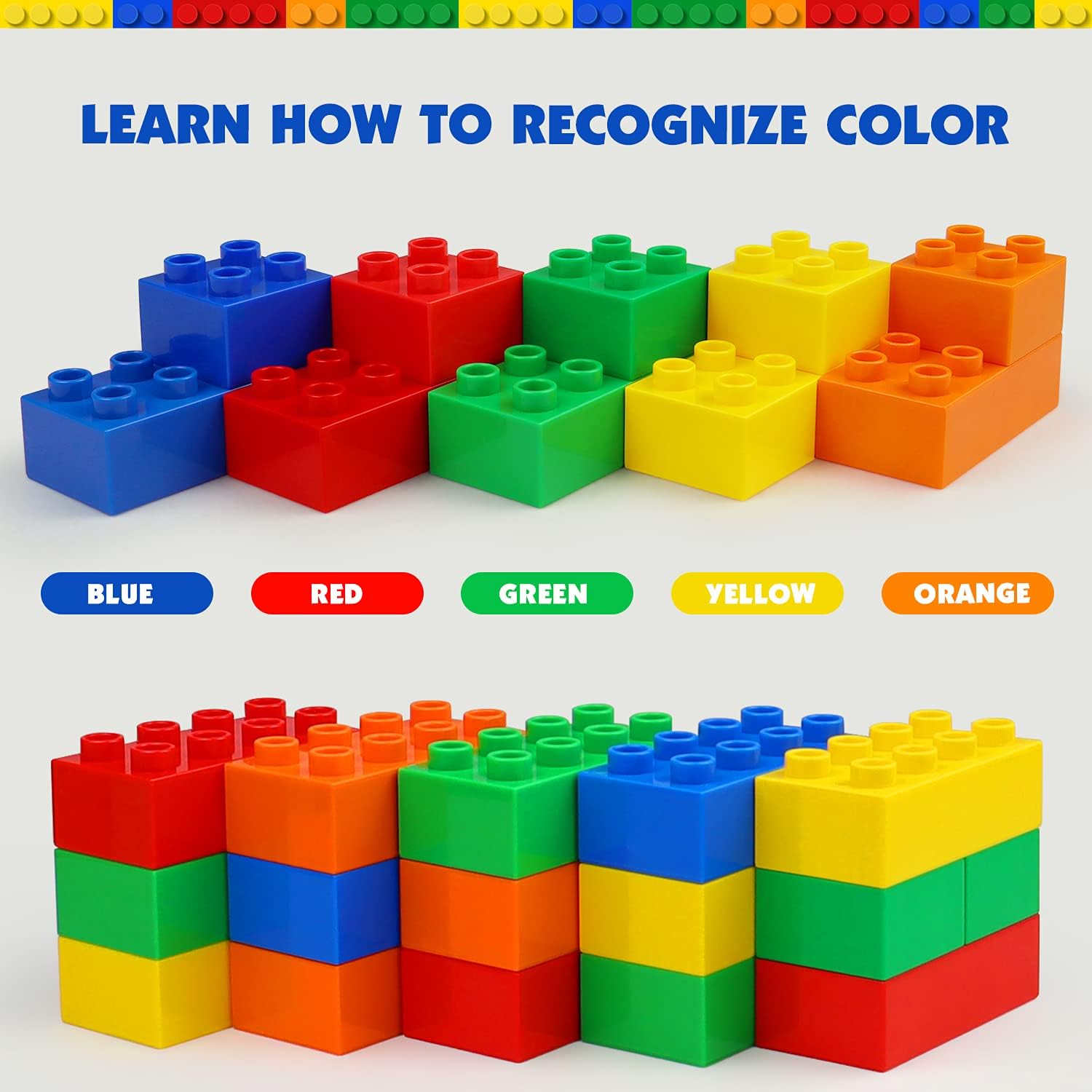 Building Blocks for Kids Toddlers Including a Baseplate, 101-piece Large Classic Building Bricks Set for Kids of All