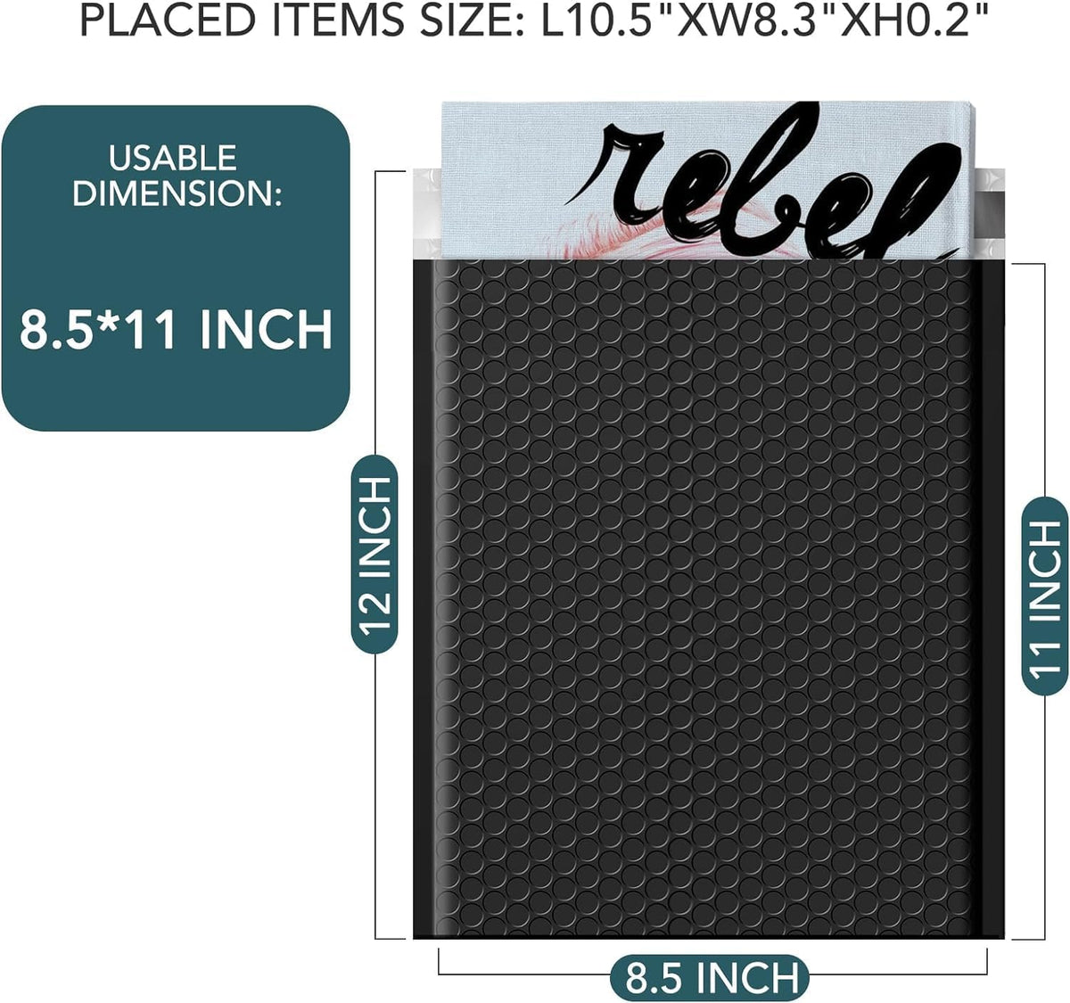 Bubble Mailers 8.5x12 Inch 500 Pack Black Thick Padded Envelopes