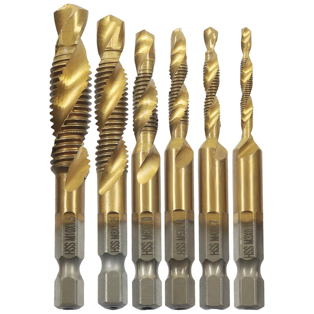 6-Piece Tap and Drill Set, M3, M4, M5, M6, M8, M10 Metric