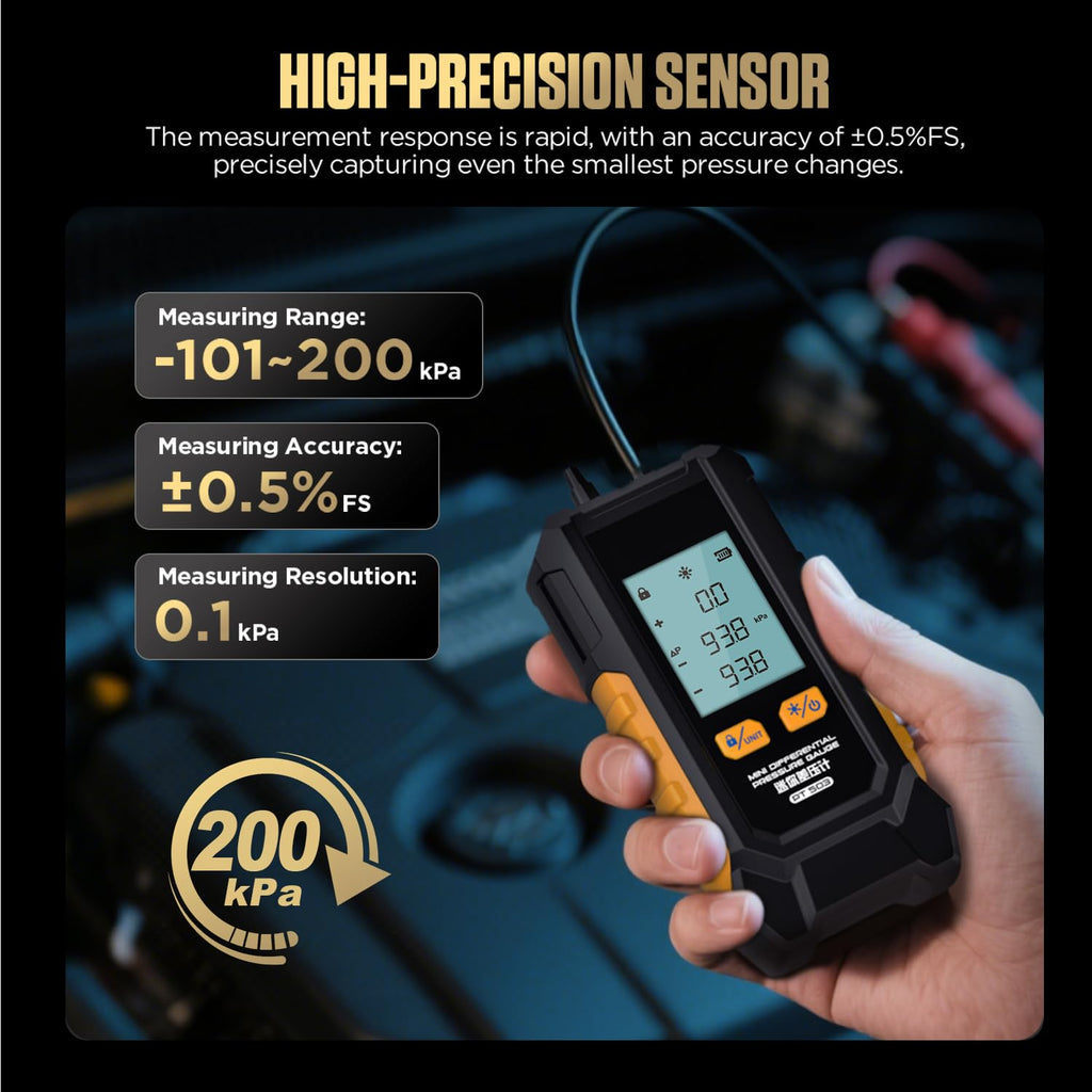 PT503 Mini Digital Manometer Dual Port Gas Pressure Tester