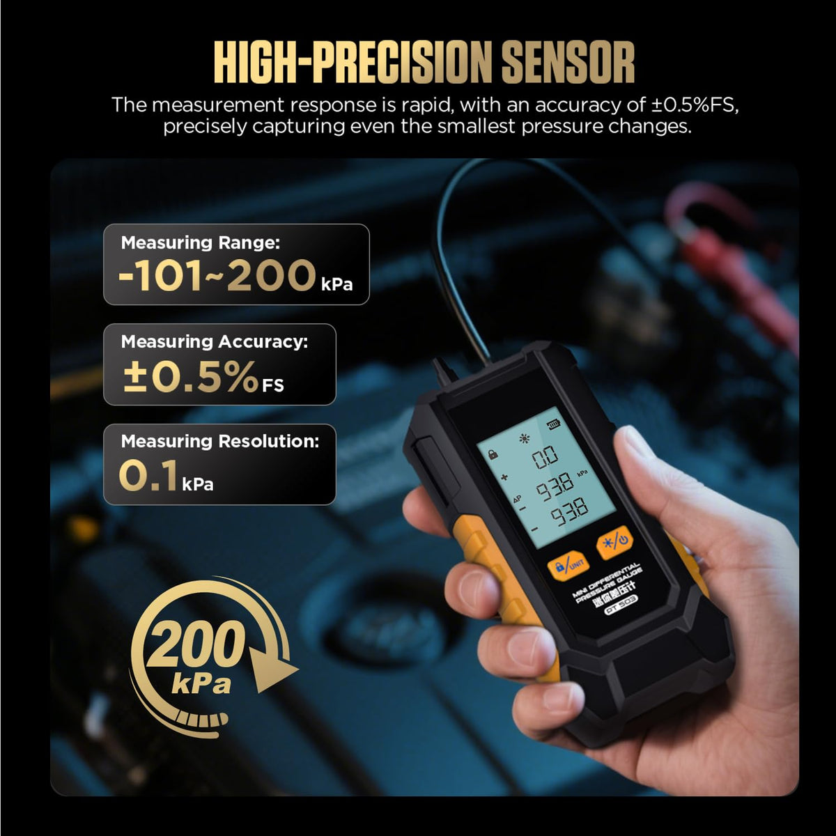 PT503 Mini Digital Manometer Dual Port Gas Pressure Tester
