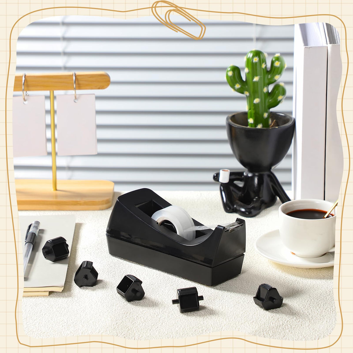 12 Pcs Tape Dispenser Core Replacement, Plastic Insert Wheel, Black