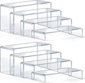 Acrylic Display Risers, 8 Pack Clear Acrylic Stands, 4 Sizes | Tiered Display Design, Clear Acrylic Stand for