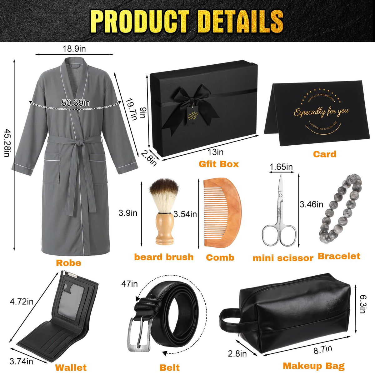 10 Pcs Birthday Gifts Baskets for Men Beard Care Set,Gray