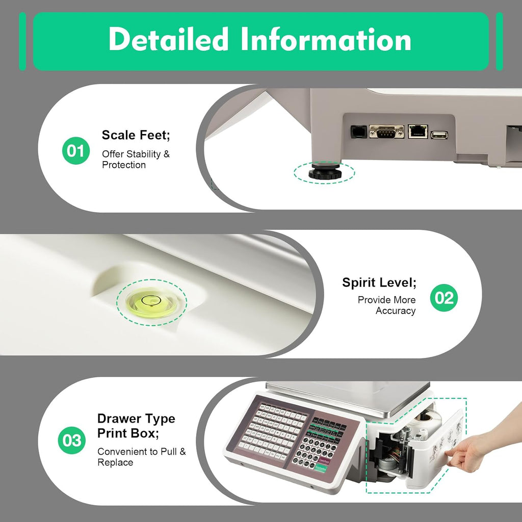 Label Printing Scale, 66.1Lbs Digital Deli Meat Food Computing Retail Price