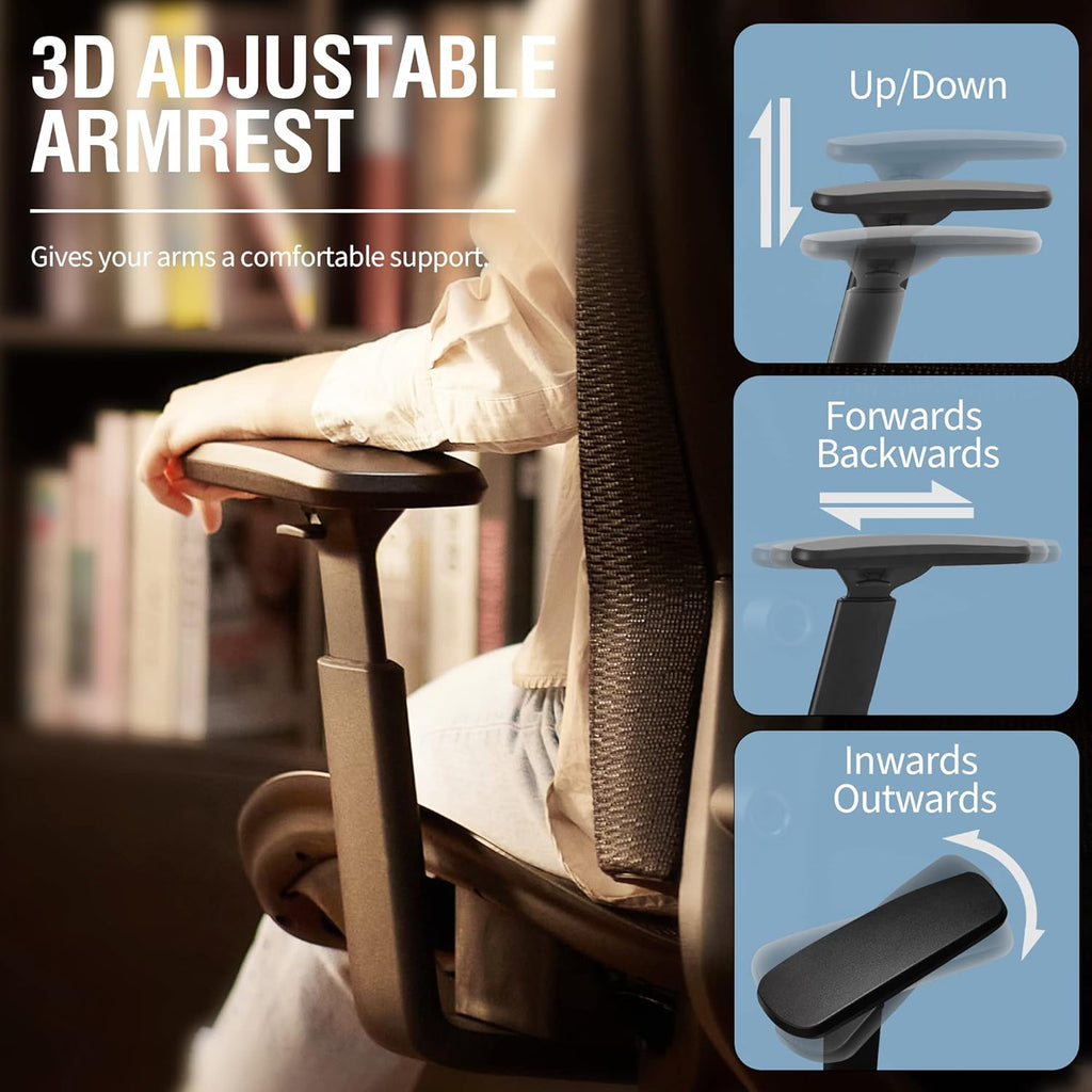 Ergonomic Mesh Office Chair,Comfy Computer Desk Chair - BIFMA 5.1 Certified Commercial Swivel Task Chair for Home