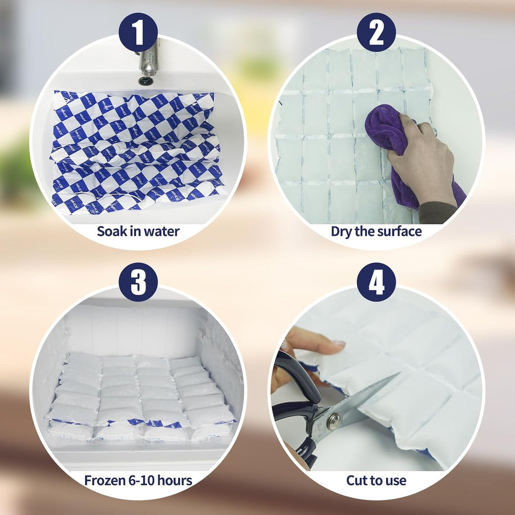 Dry Ice Packs for Shipping, Cut to Any Size, 4 Sheets, Total 96 Cells