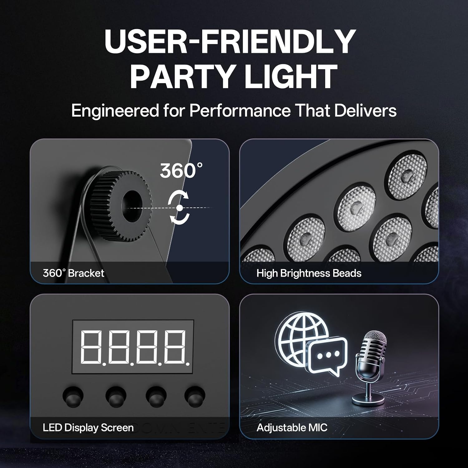 LED Par Lights DJ Stage Light RGB 36 LED with Sound Activated Remote Control DJ Uplighting for Wedding Party Club