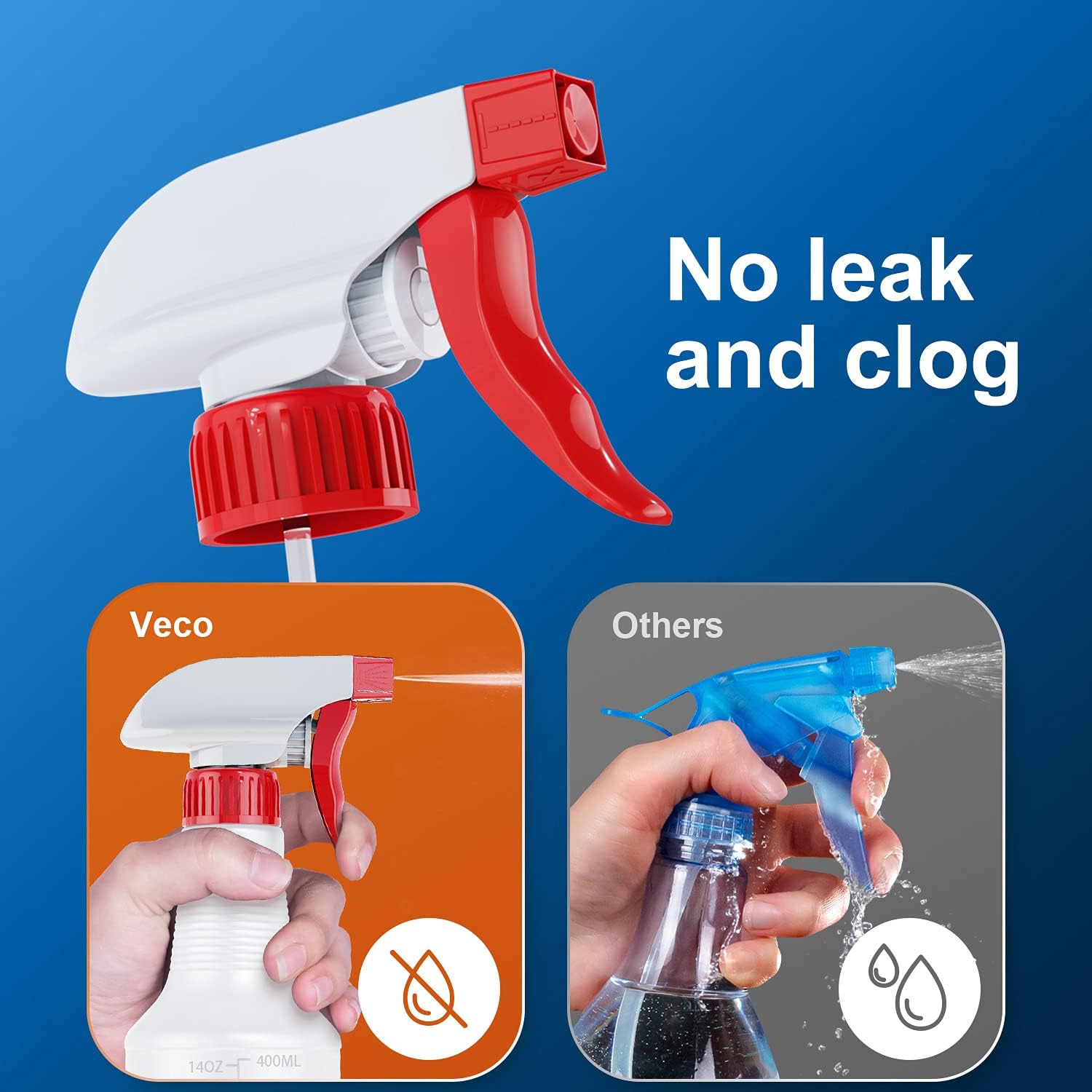 Spray Bottle (5 Pack,16 Oz) with Measurements and Adjustable Nozzle(Mist & Stream Mode), HDPE Plastic Spray Bottles