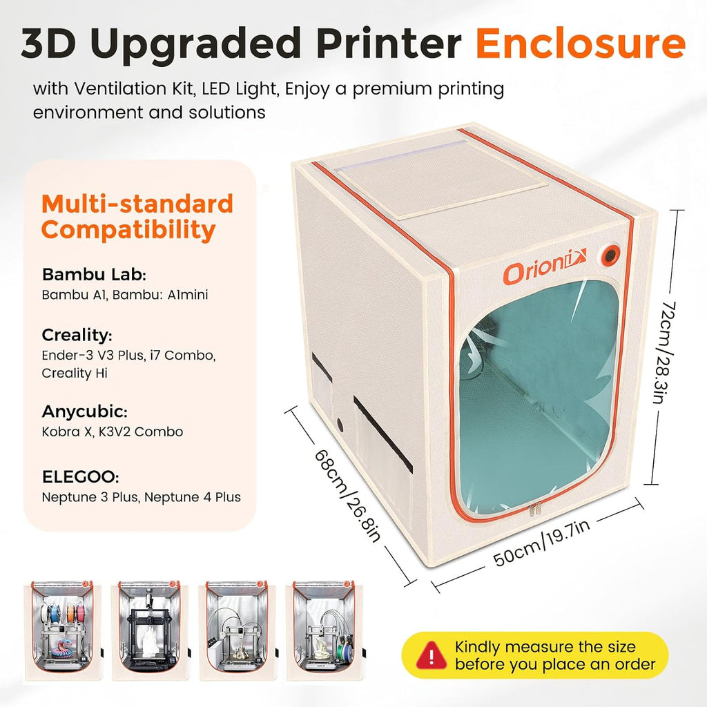 3D Printer Tent Enclosure for Anycubic Kobra X, Upgraded Large Cover with Ventilation & LED Light - Dustproof