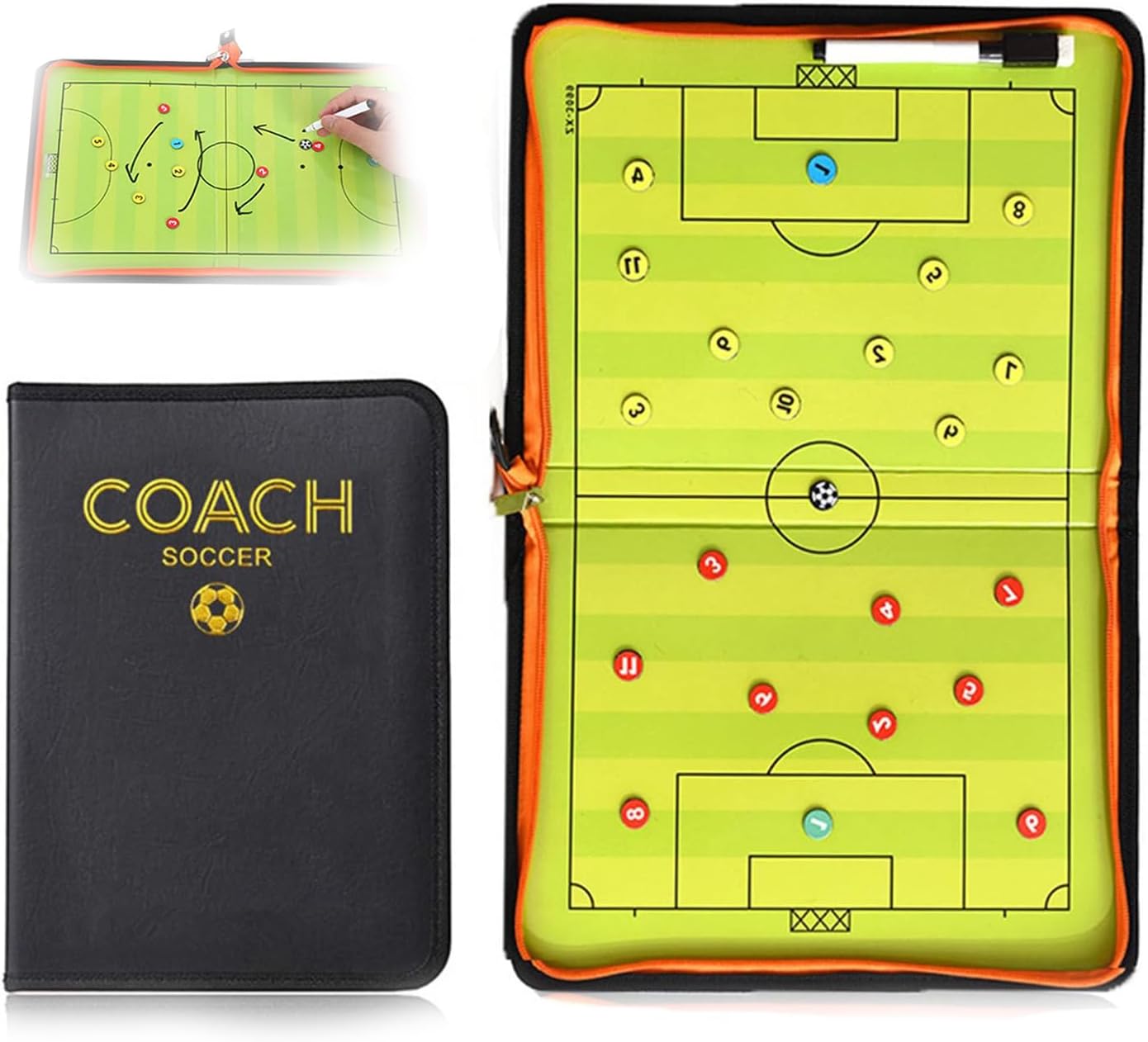 Soccer Coaching Board Soccer Coaches Clipboard Tactical Magnetic Board Kit,Portable Strategy Coaches Board with Dry