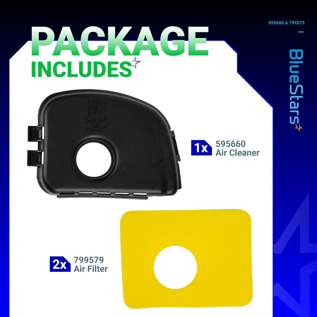 BlueStars 595660 Air Cleaner Cover & 2 packs 799579 Air Filter Kit