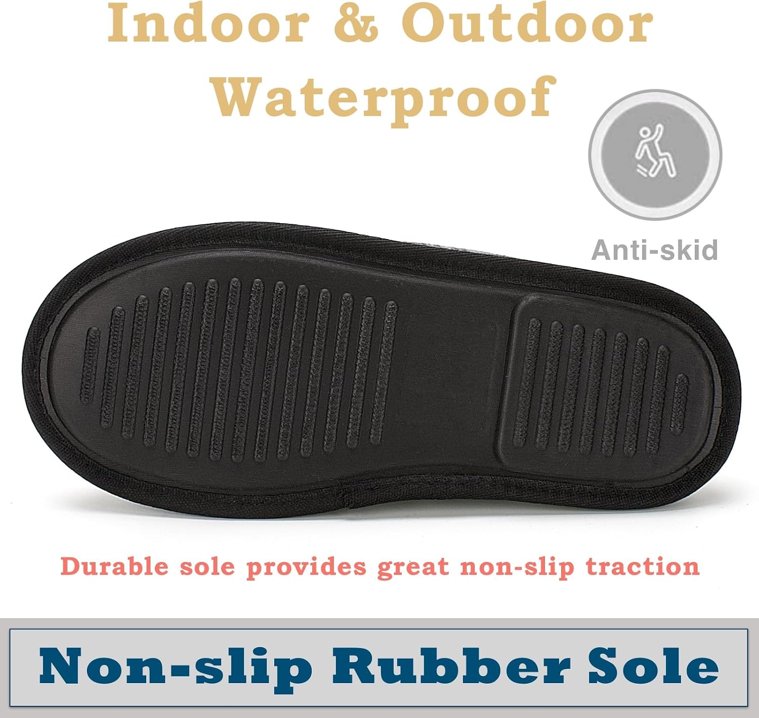 Mens Slippers Memory Foam Non Slip Backless Moccasins | Open heel slip on design, plush lining, cushioned footbed and