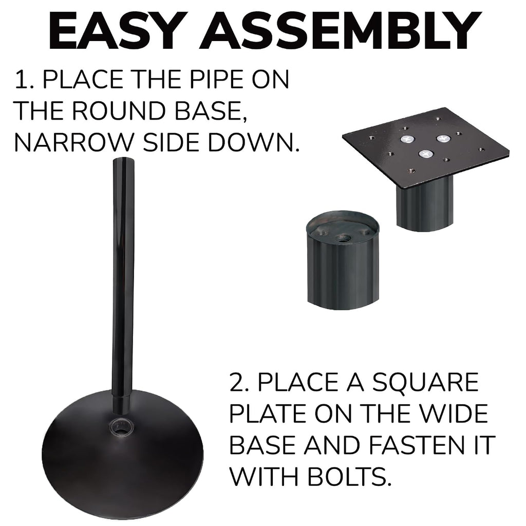 Single Metal Stand with Square Flange and Round Base for Candy Gumball Capsule Vending Machines