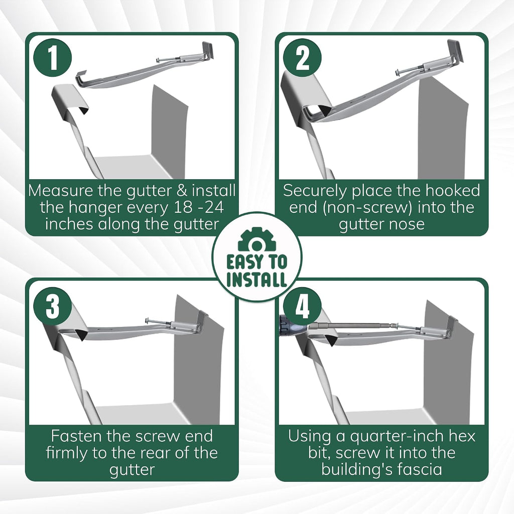 5" K Style Gutter Hangers, 25 Pack w/Screws & Hex Bit