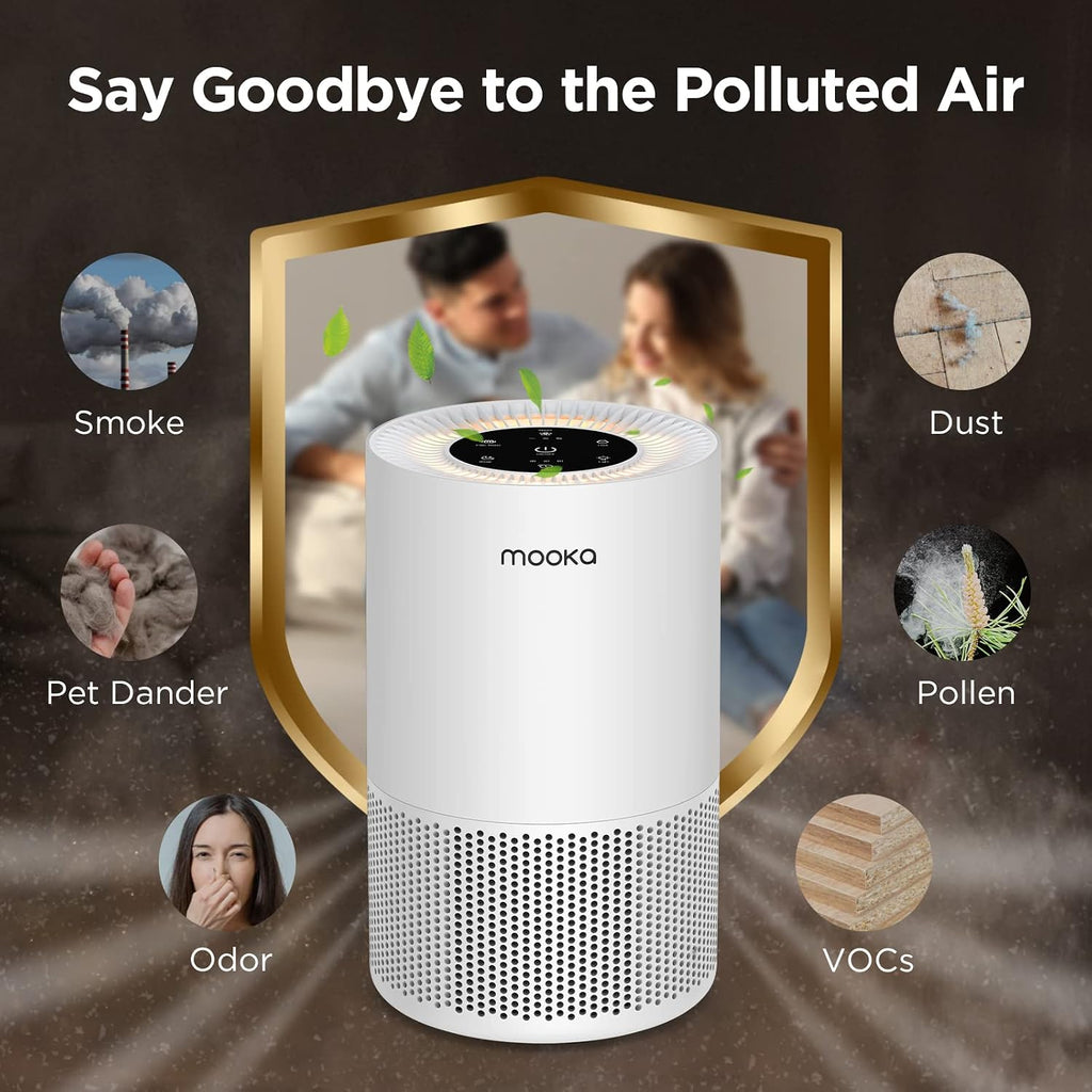 Air Purifiers for Home Large Rooms up to 1200ft², MOOKA H13 True HEPA Air Purifier for Bedroom Pets with
