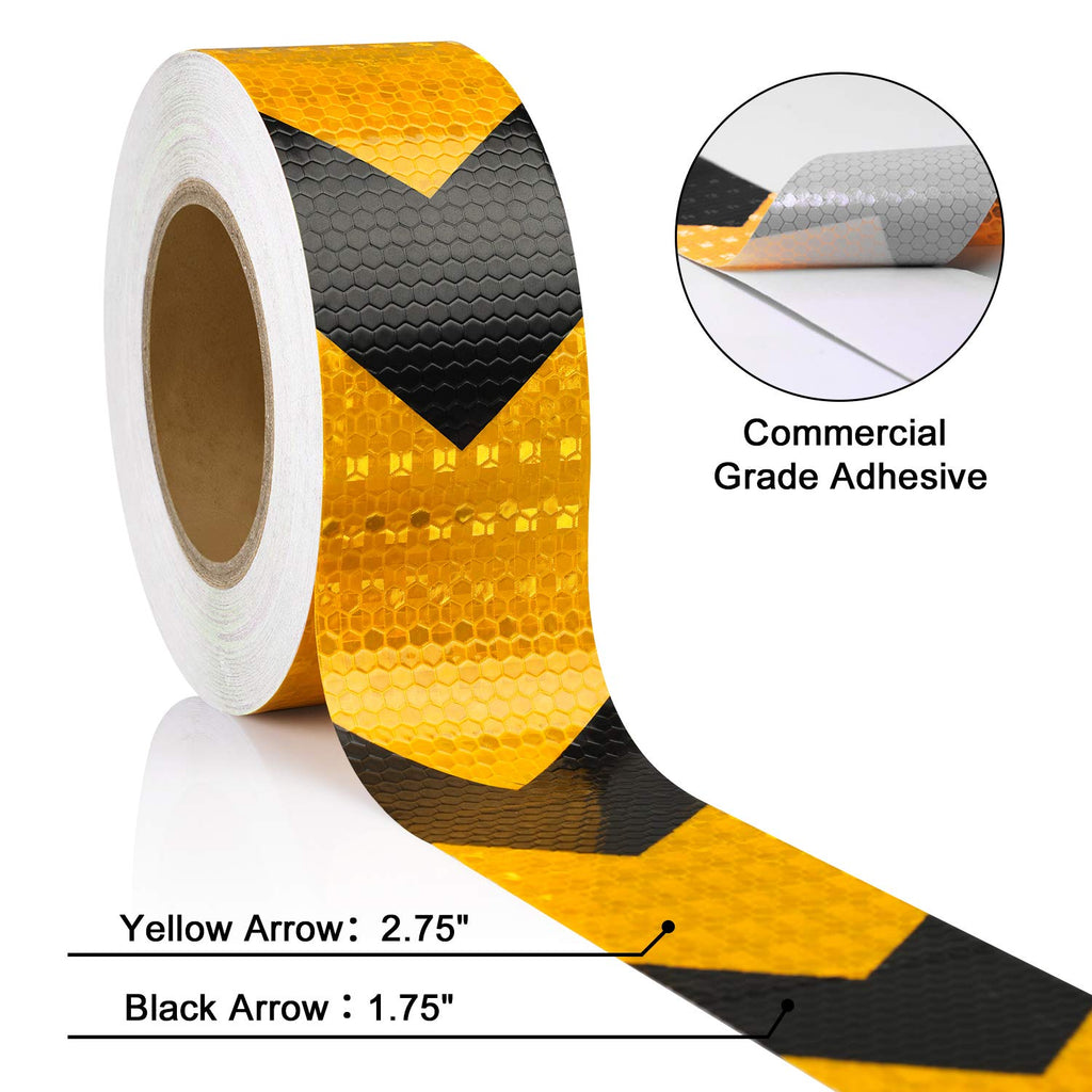 Arrow Reflective Tape for Trailers, Black/Yellow, 2in x 100ft