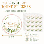 120 Pcs Christian Thank You Stickers, 2 Inch God Bless Labels