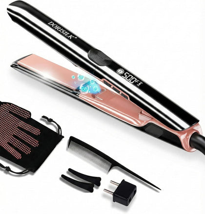 500 Degree High Temp Professional Hair Straightener，30s Fast Heating Ceramic Flat Iron ，2 in 1 Hair Straightener and