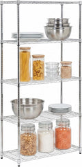 5-Tier Rolling Chrome Wire Shelf, NSF, 350 lb/Shelf, 36x18x72