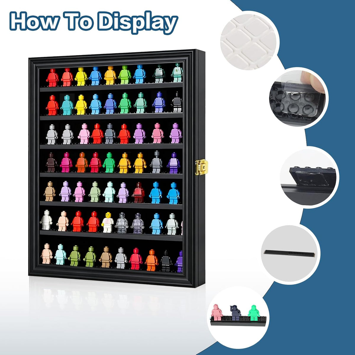 Minifigure Display Case - Building Block Toy Large Black