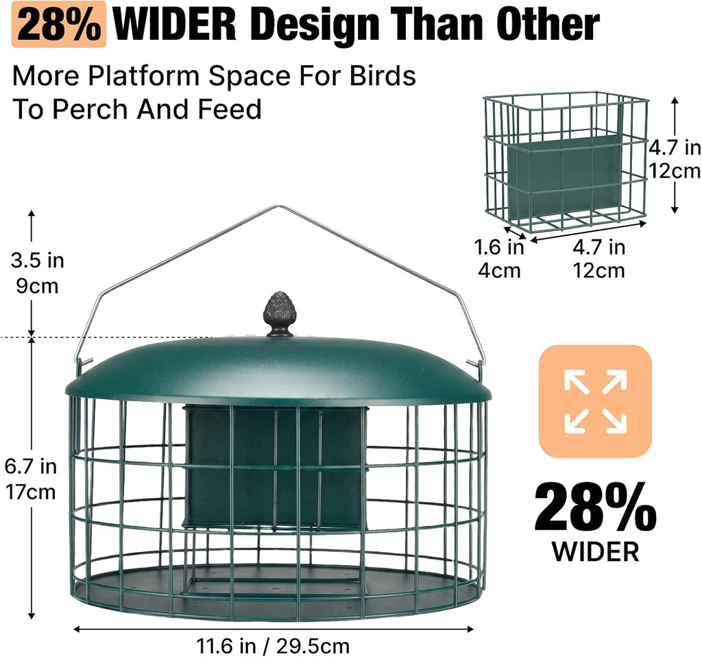 Squirrel Proof Suet Feeder for Woodpeckers, All Metal Caged Feeders