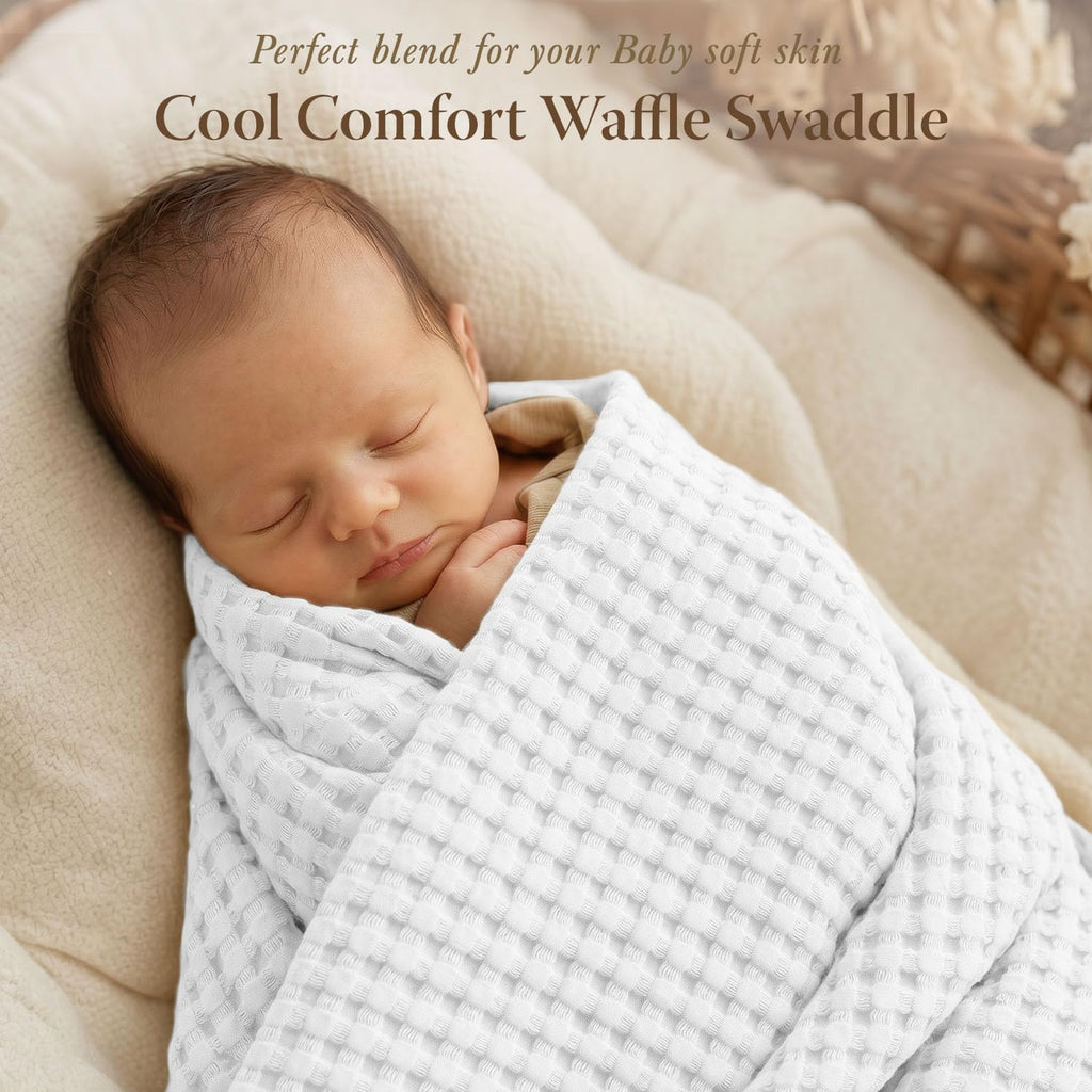 Cooling Waffle Baby Blanket | Made from Rayon Derived from Bamboo | Breathable Swaddle Blankets for Newborns | 41 x