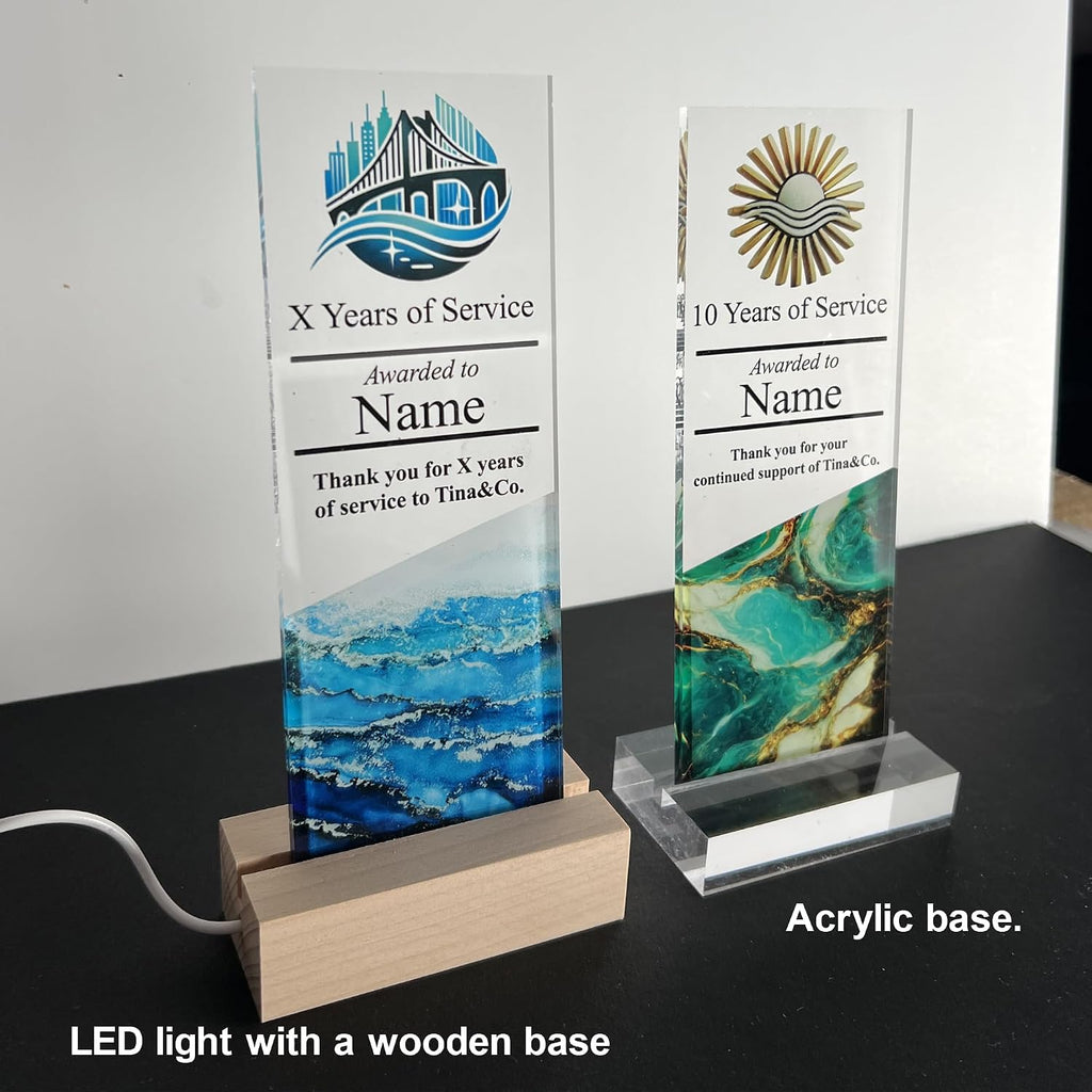 Personalized Corporate Trophy - Customizable Acrylic & Glass Award, for Company Anniversary, Employee Appreciation