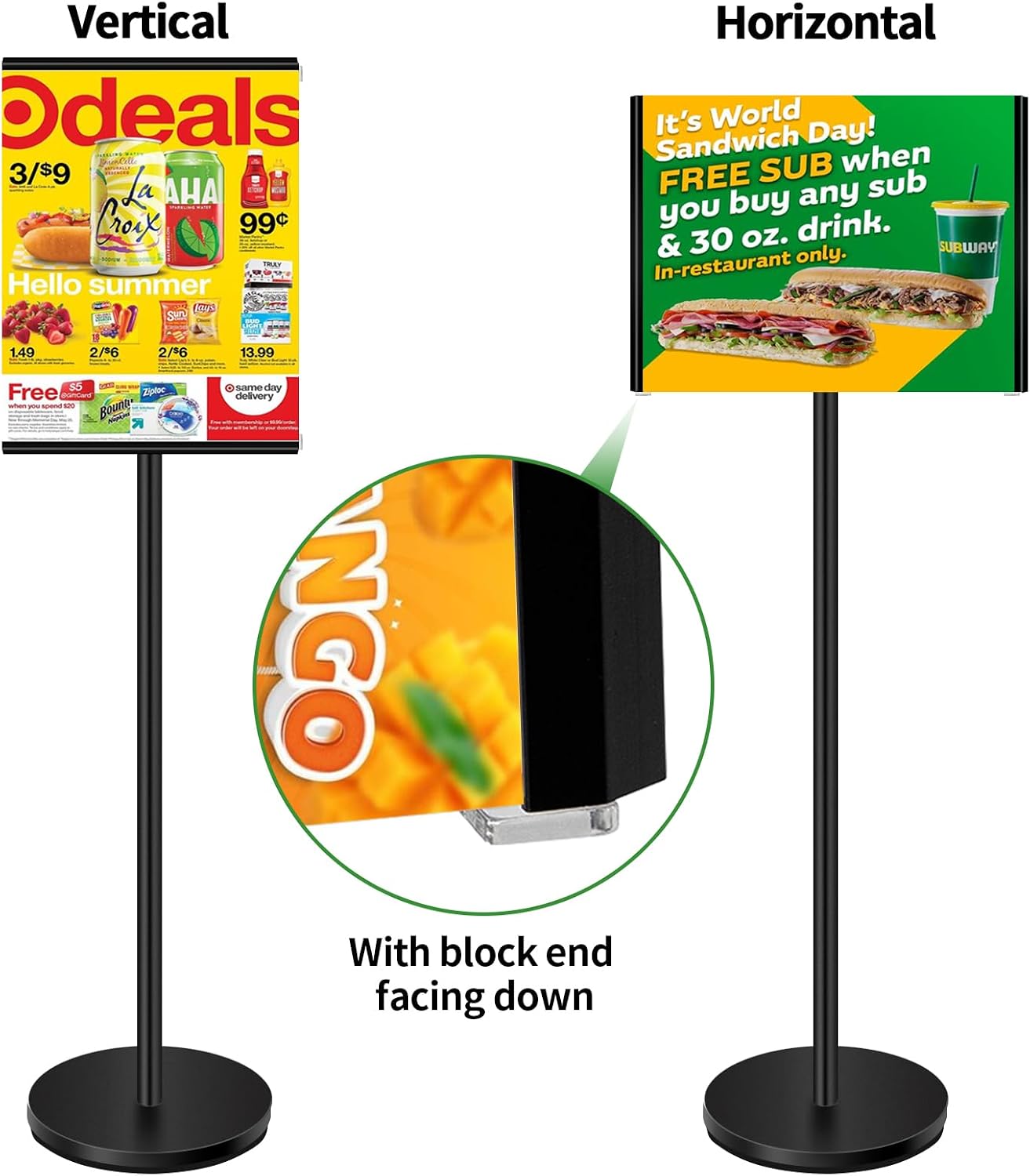 Heavy Duty Sign Stand - 5 Pack, Adjustable Pedestal Holder for 11 x 17 Signs, Horizontal/Vertical View, Indoor/Outdoor