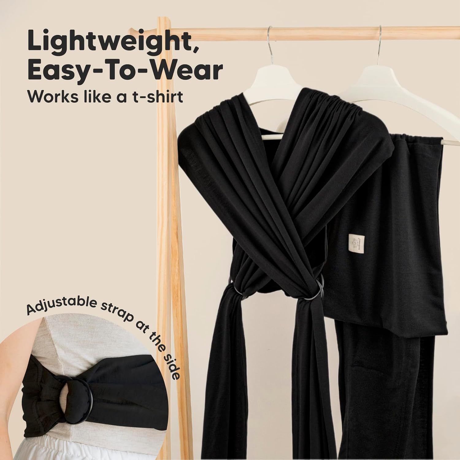 Baby Wrap Carrier Ring Sling, D-Lite Baby Carrier (Trendy Black) | Easy to Wear, Adjustable Baby Carrier Newborn to