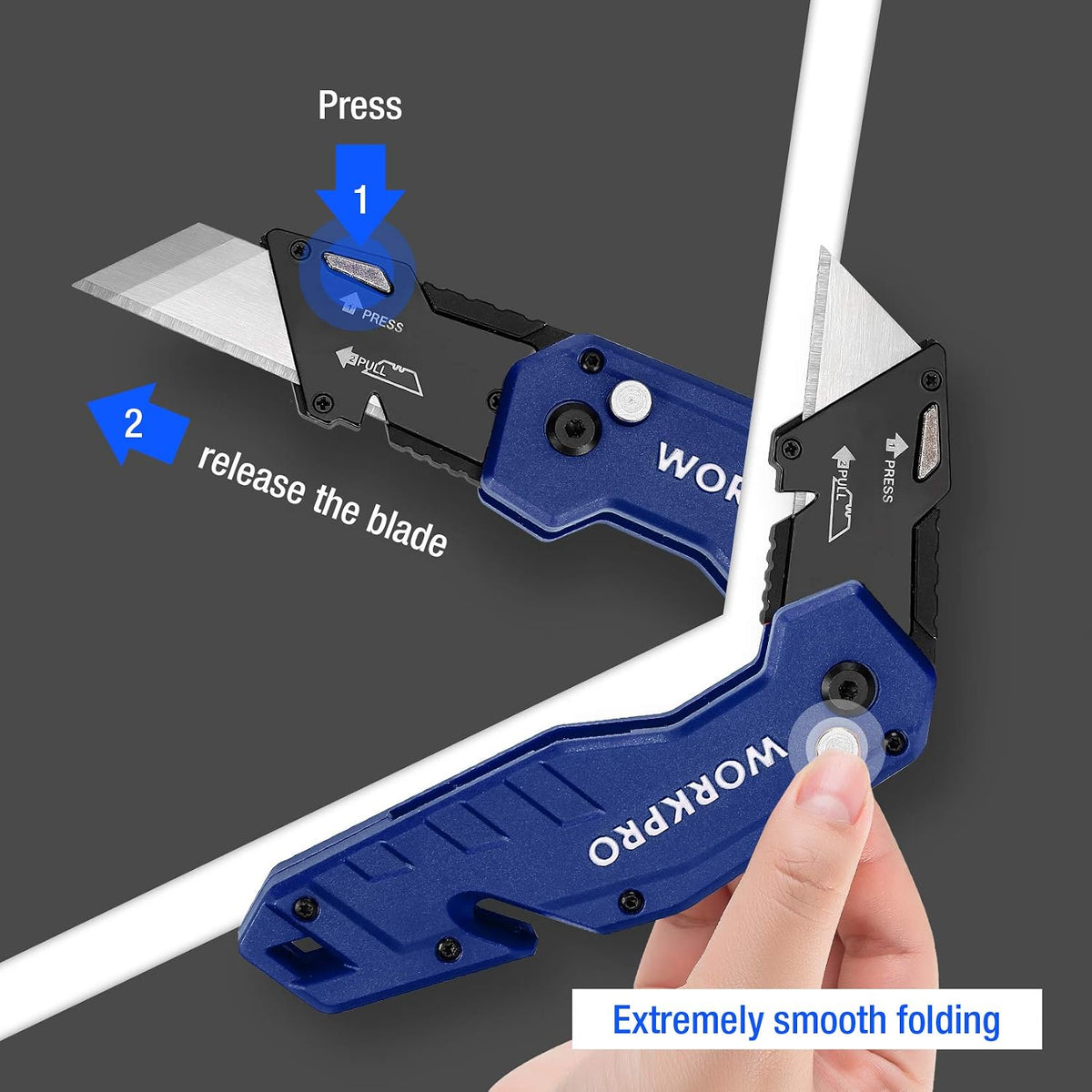 Folding Utility Knife with 10 Blades, Blue