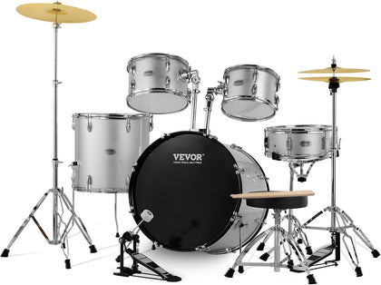 Adult Drum Set, 5-Piece, 22 inches Complete Full Size Drum Kit with Bass Toms Snare Floor Drum Adjustable Throne