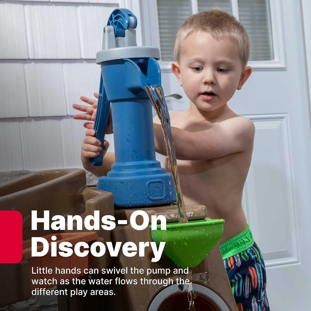 Step 2 Pump & Splash Discovery Pond Water Table, Kids Water Sensory Activity Pool, Summer Outdoor Toys, 10 Piece Toy