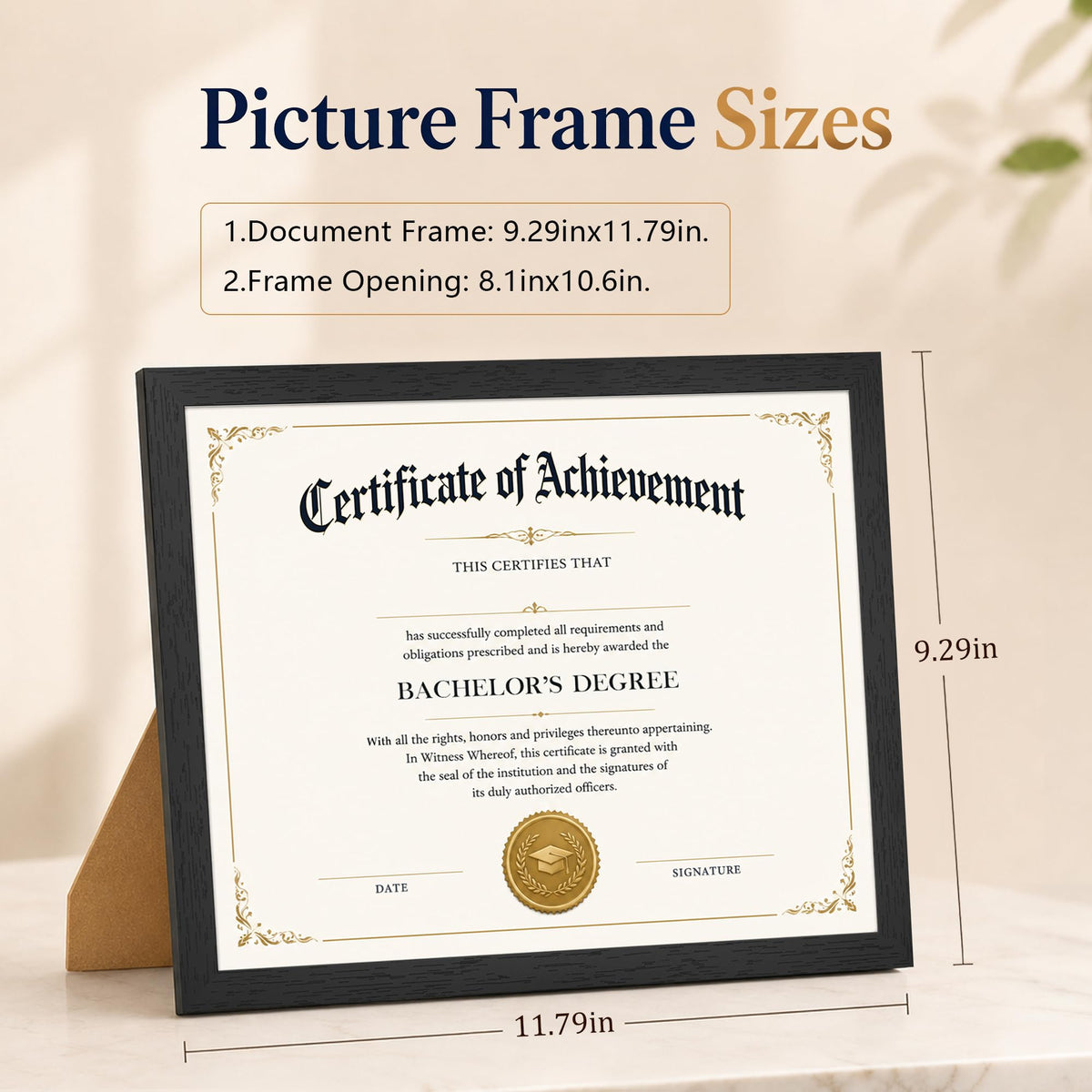 8.5x11 Certificate Frame Solid Wood, Black Picture Frame, 9-Pack