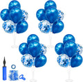 Blue Party Decorations,4 Set Balloon Stand with Pump and Blue Balloons for Birthday Graduation Retirement Anniversary