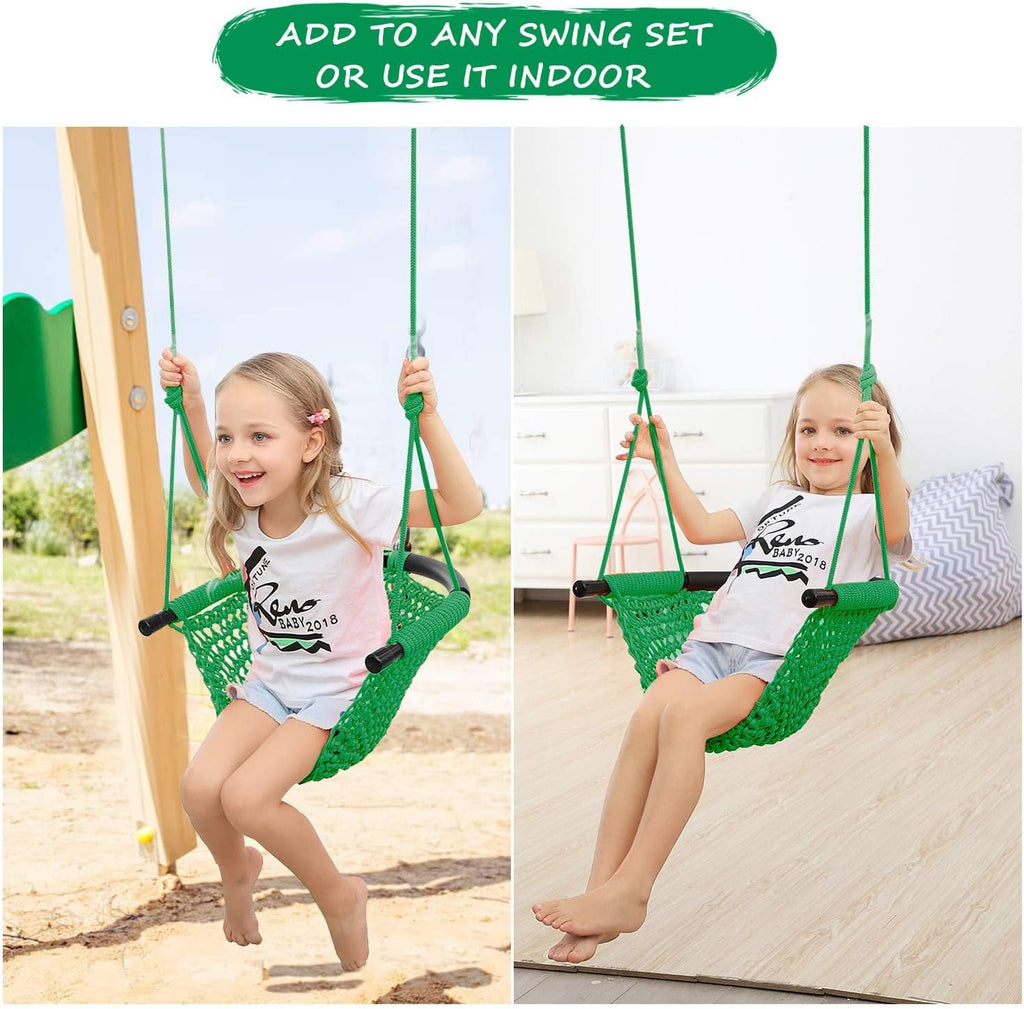 2 Pack Toddler Swing, Swing Seat for Kids with Heavy Duty Adjustable Ropes, Hand-Knitting Secure Children Swing Set
